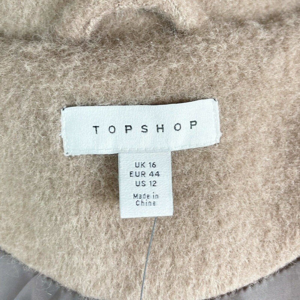 Topshop NWT Women's Tan Snap Button Belted Shacket Coat 12 - Picture 8 of 9